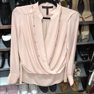 BCBG blush silk blouse S